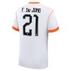 Nederland Frenkie de Jong 21 Uitshirt WK Voetbal 2026