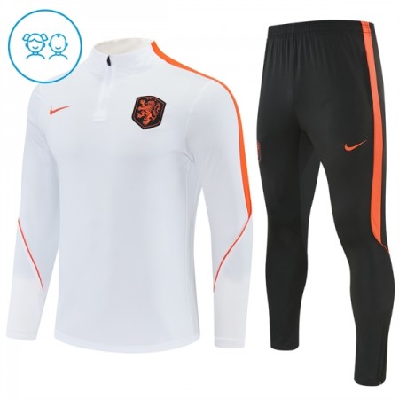 Nederland Kind Trainings Sweatshirt Pak 2026-27 Kwart-Zip Witte Nederland Kind Trainings Sweatshirt Pak 2026-27 Kwart-Zip Witte